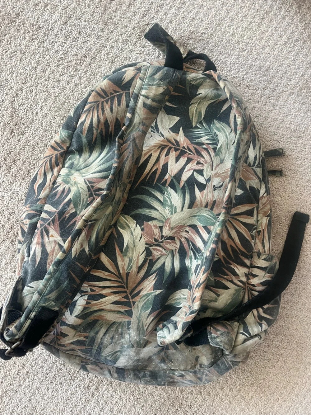 Billabong Leaf Pattern Backpack - Black, Green, Tan